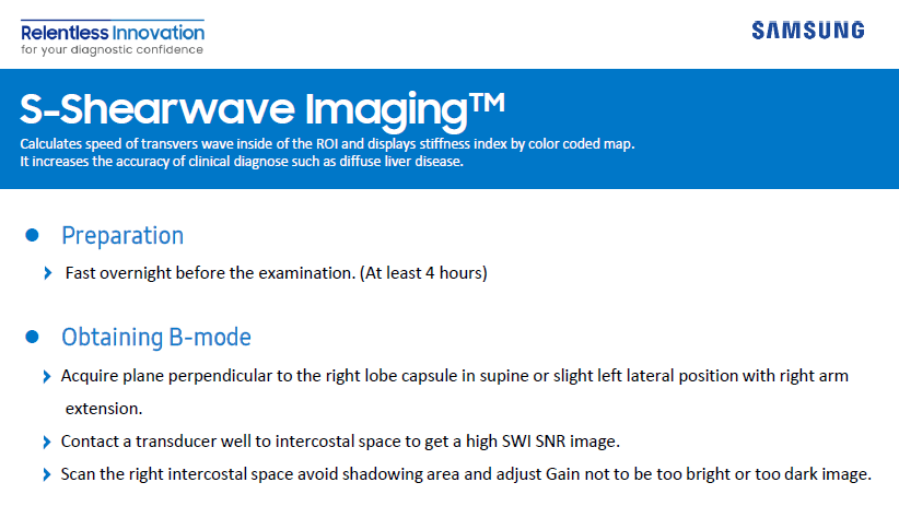 Quick Overview on S-Shearwave Imaging™ for liver elastography using Samsung RS85 Prestige ultrasound system