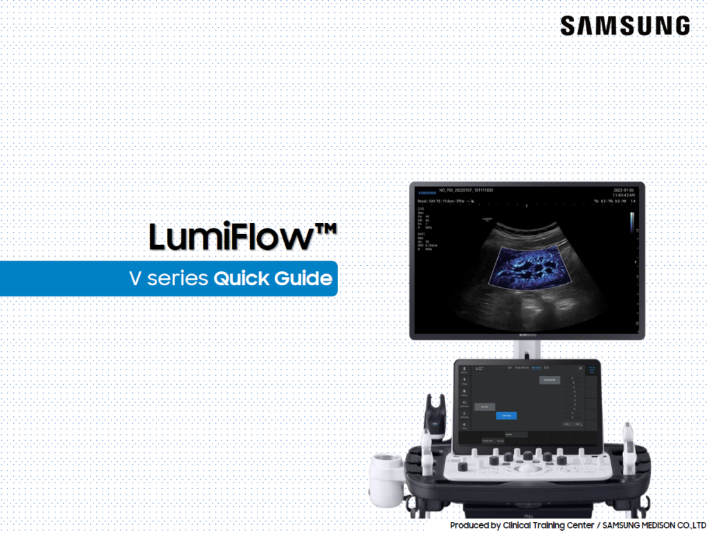 Quick guide on using LumiFlow™ for general imaging and Doppler-based vascular flow visualization on the V8, V7, V6 ultrasound machines